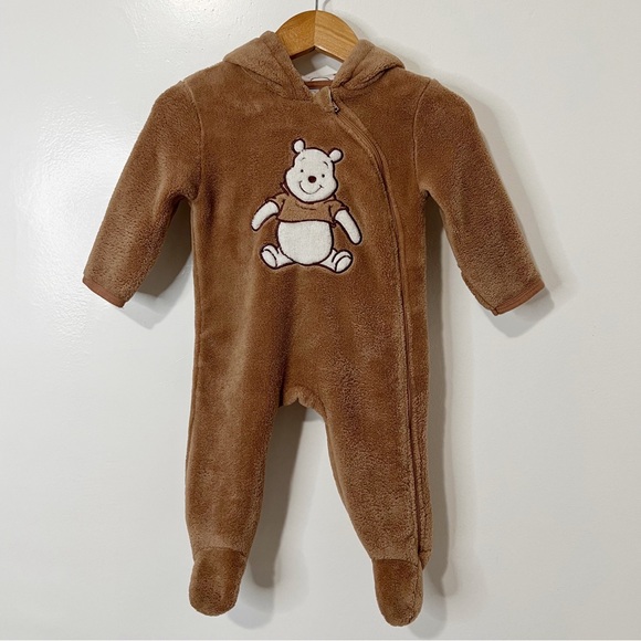 Disney Other - Disney Baby Winnie The Pooh Brown Fleece Onesie Size 6-9 Months